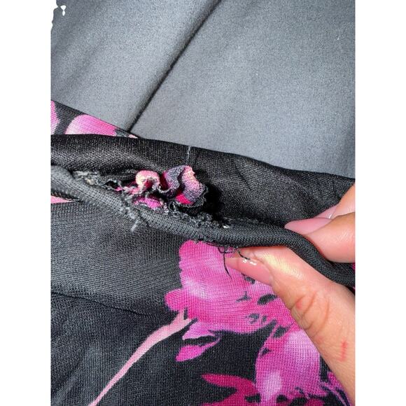 Vintage Y2K My Michelle Strapless Asymmetrical Dress L Whimsigoth Floral Midi - Picture 12 of 13